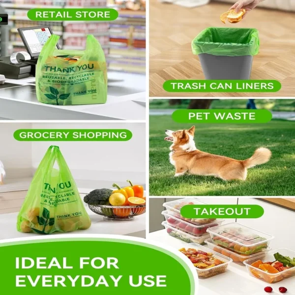 100% Biodegradable Thank You Bag - Compostable, Recyclable, Eco-friendly Shopping T-Shirt Bag - 图片 5