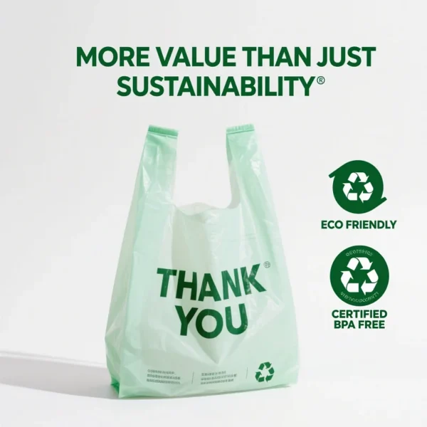 Compostable and biodegradable PLA+PBAT eco-friendly T-shirt shopping bag - 图片 3
