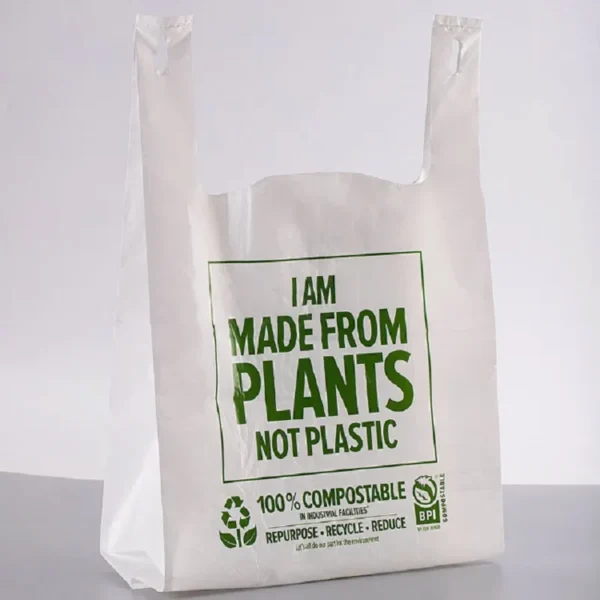 Fully Biodegradable T-shirt Thank you Bag Compostable Shopping Bag - 图片 2