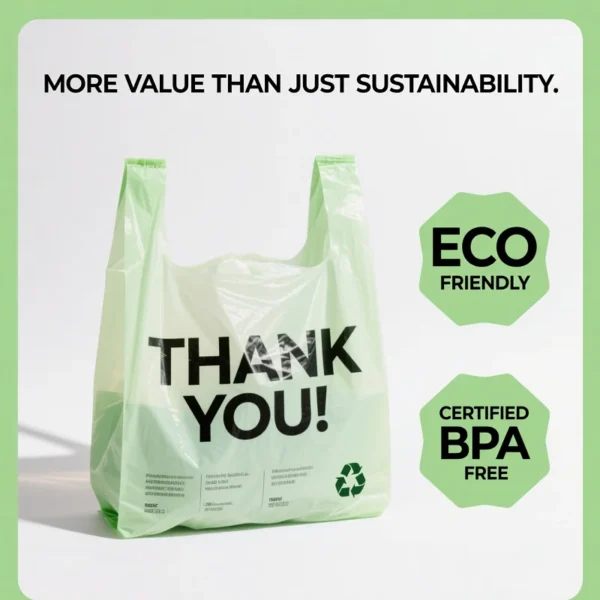 Compostable and biodegradable PLA+PBAT eco-friendly T-shirt shopping bag - 图片 2