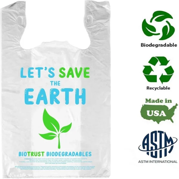 Biodegradable Thank You Bags | 600 Pieces - Bulk | Extra Thick, Sturdy, Recyclable & Reusable | 100% Biodegradable Shopping Bags, Grocery/Supermarket - 图片 2