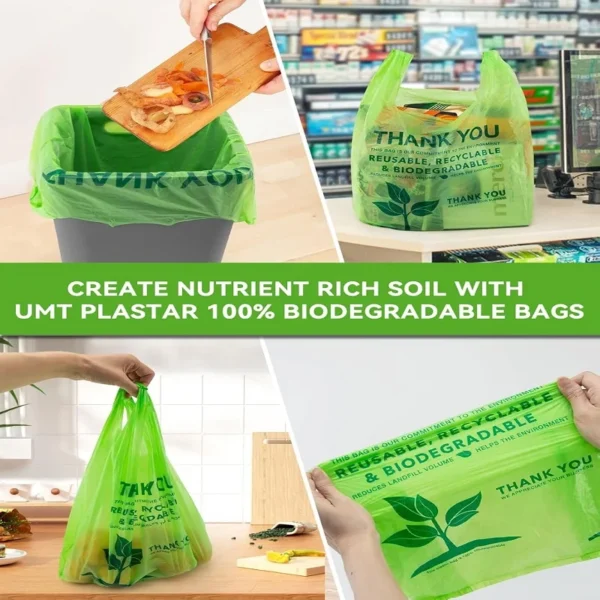 100% Biodegradable Thank You Bag - Compostable, Recyclable, Eco-friendly Shopping T-Shirt Bag - 图片 2