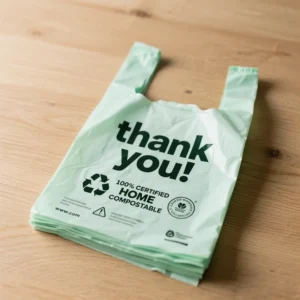 100% Certified Household Compostable Bag with Carrying Handle - Thank You Bags ,Shopping Bags,  Retail T-Shirt Bags