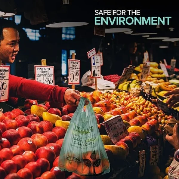 Biodegradable PAL+PBAT Supermarket Thank You Shopping Bag, Recyclable T-shirt Bag - 图片 4