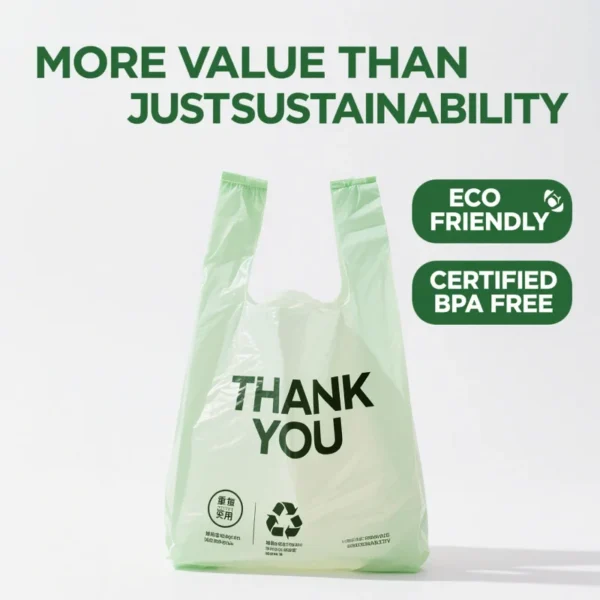 Compostable and biodegradable PLA+PBAT eco-friendly T-shirt shopping bag