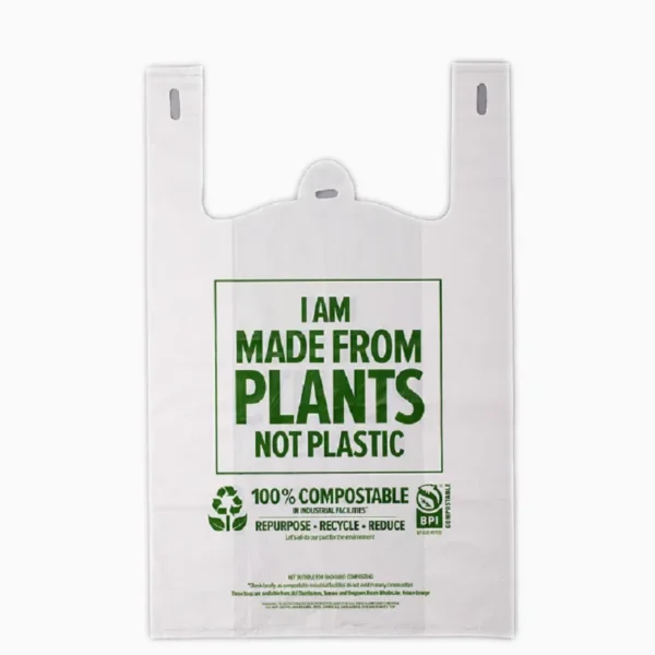 Fully Biodegradable T-shirt Thank you Bag Compostable Shopping Bag