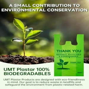 100% Biodegradable Thank You Bag - Compostable, Recyclable, Eco-friendly Shopping T-Shirt Bag