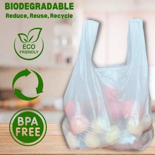 T Shirt Biodegradable White Plastic Bag Thank Shopping Bag - 图片 3