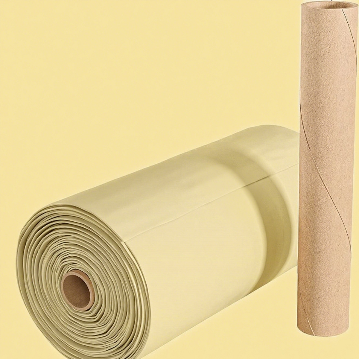A roll of light beige biodegradable pet waste bags is placed upright, simply displaying the product form.