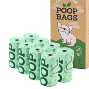 100% Certified Household Compostable Dog Waste Bags-OK Compost and Seedlings,Thick Leak Proof,Bio-Based Compostable Waste Bags