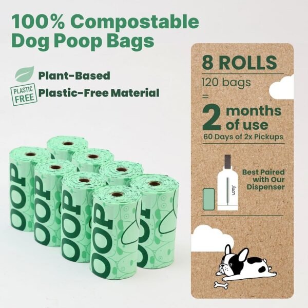 100% Certified Household Compostable Dog Waste Bags-OK Compost and Seedlings,Thick Leak Proof,Bio-Based Compostable Waste Bags - 图片 2