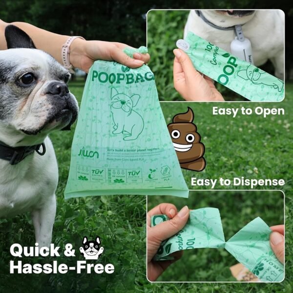 100% Certified Household Compostable Dog Waste Bags-OK Compost and Seedlings,Thick Leak Proof,Bio-Based Compostable Waste Bags - 图片 5
