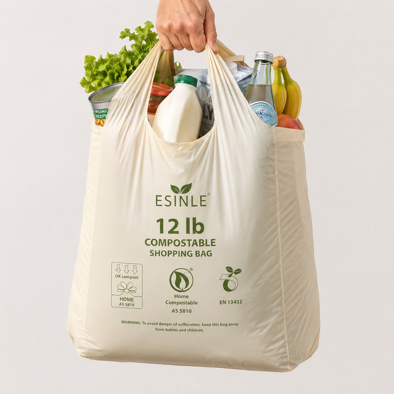 12 lb Compostable Shopping Bags Heavy Duty — photo 2