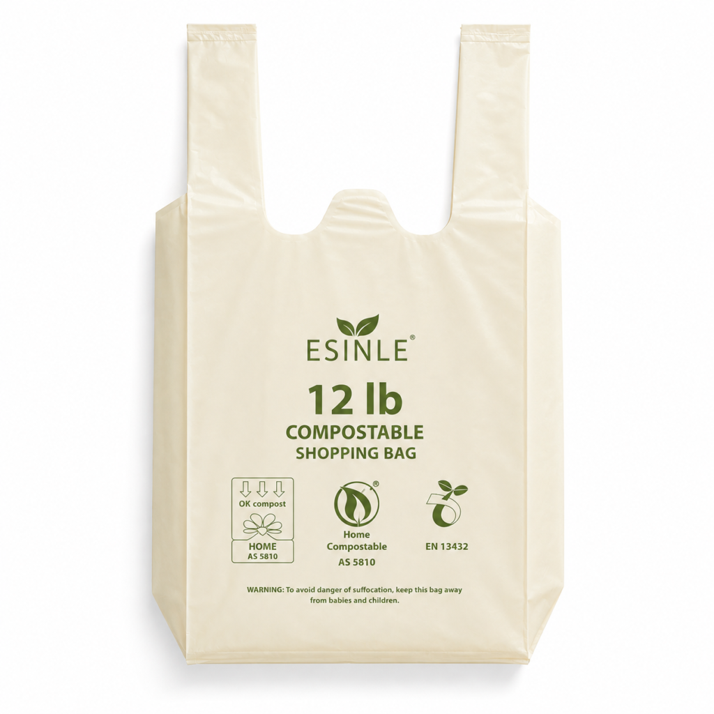 12 lb Compostable Shopping Bags Heavy Duty