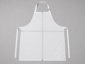 Bib apron with adjustable neck strap and waist ties