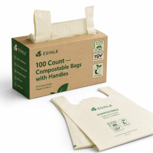 Compostable Bags with Handles 100 Count