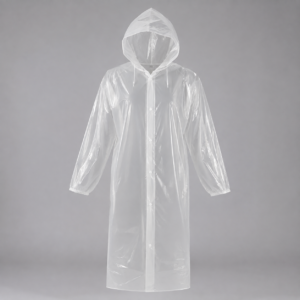 Compostable Disposable Raincoat | PBAT+PLA Hooded Poncho with Sleeves