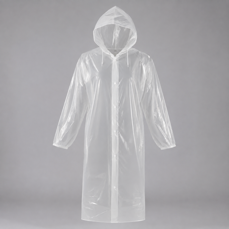 Compostable Disposable Raincoat | PBAT+PLA Hooded Poncho with Sleeves