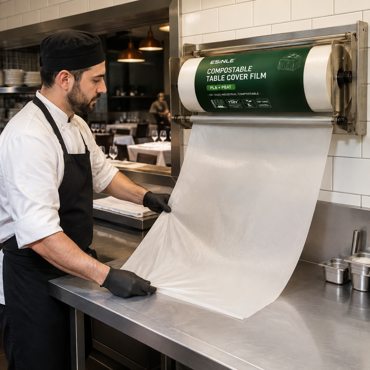 Compostable Tablecloth Film Roll | PBAT+PLA Waterproof — photo 3