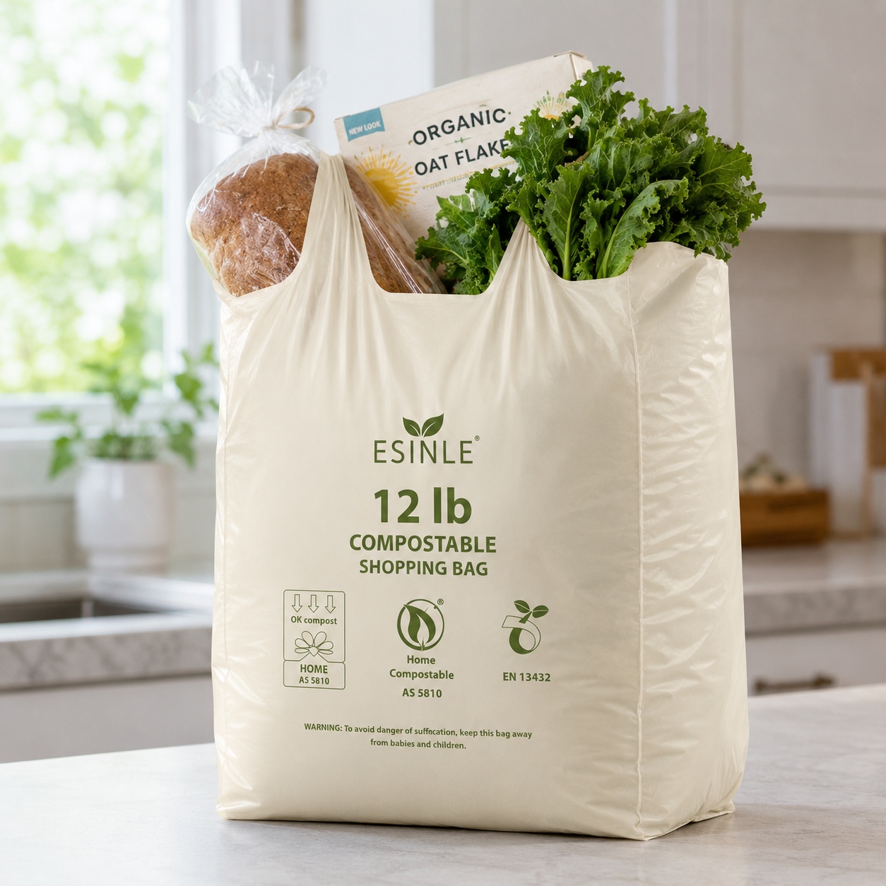12 lb Compostable Shopping Bags Heavy Duty — photo 5