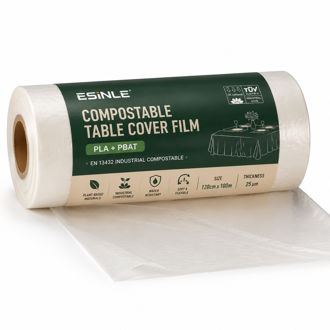 Compostable Tablecloth Film Roll | PBAT+PLA Waterproof