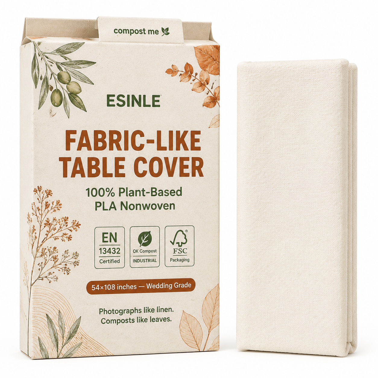 Compostable Fabric-Like Table Cover | PLA Nonwoven Disposable Wedding Tablecloth