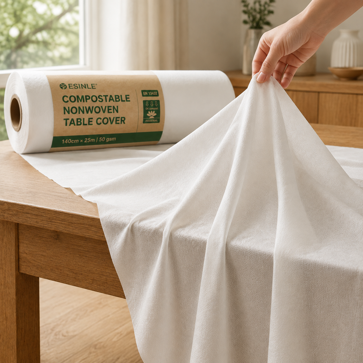 Compostable Nonwoven Tablecloth Roll | PLA Spunbond — photo 3