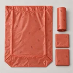 Flat heavy duty compostable garbage bag with gusset, folded bags and perforated roll