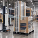 Wide biodegradable pallet wrap applied to a tall protected oversized load