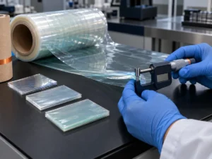 Micrometer quality-control check for 15 to 50 micron industrial stretch film