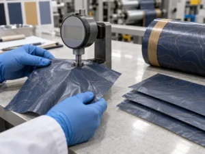 Quality-control inspection for 35 to 70 micron compostable trash bag film