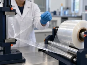 Controlled cling and unwind testing for biodegradable industrial stretch wrap