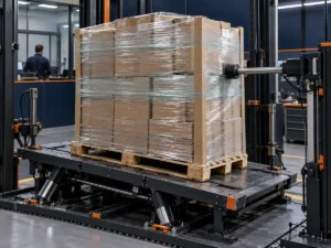 Instrumented pallet load-containment validation for industrial stretch wrap