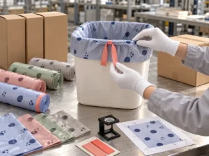 OEM colour print and packaging quality control for small drawstring bags