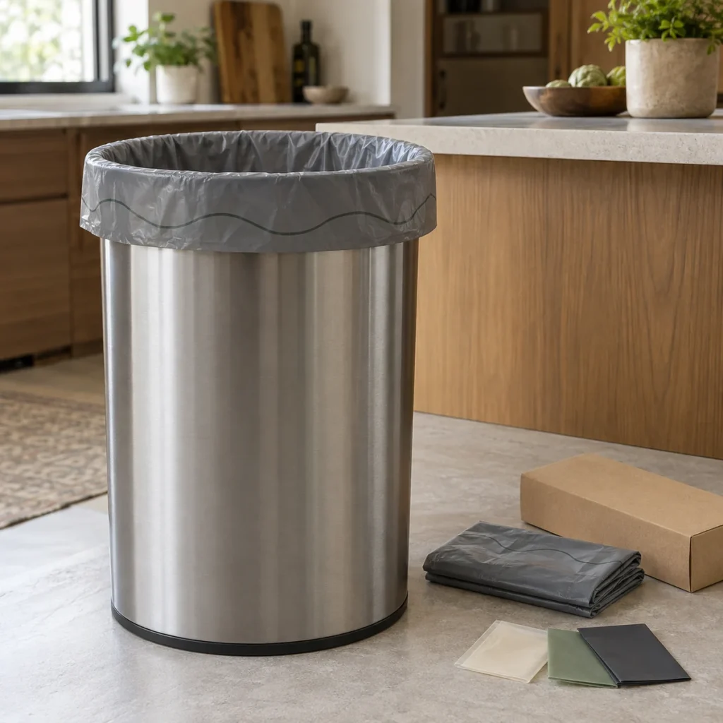 15-gallon compostable trash bag graphite OEM concept lining kitchen bin