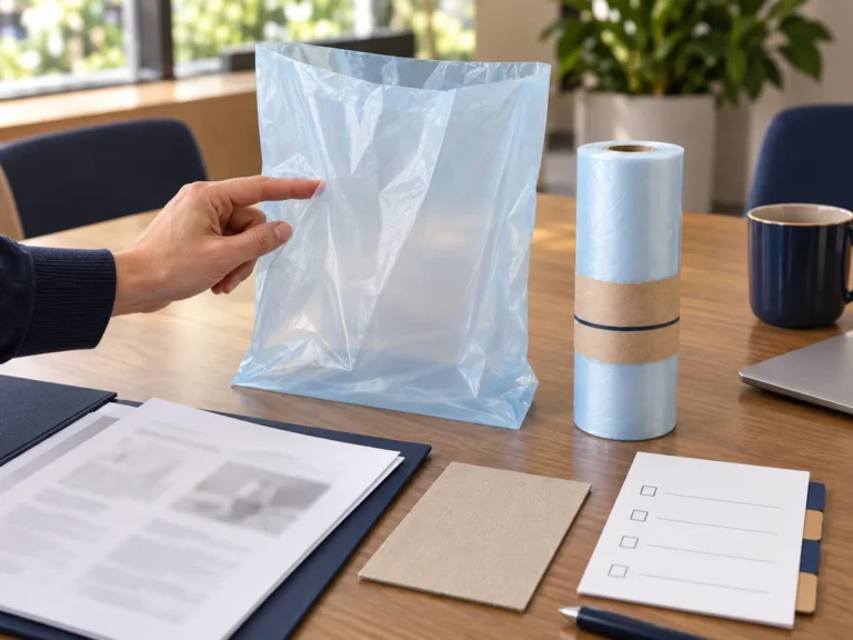 Unbranded document checklist and produce-bag sample for finished-SKU certification review