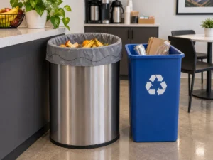 15-gallon compostable liner in separate office food-scrap collection stream