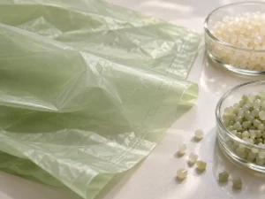 PLA PBAT starch compostable food caddy bag film and resin samples