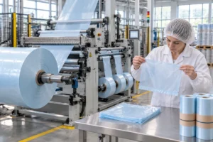 Produce bag converting line and production sample quality inspection