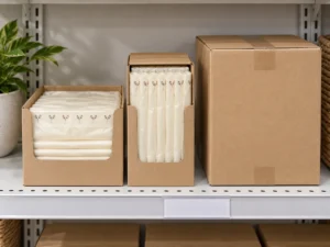 Proposed wholesale sleeve pack formats for small compostable trash bags on shelf