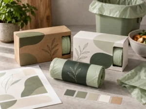 Custom private-label compostable food caddy bag rolls and carton concepts