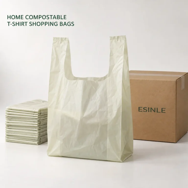 Home compostable T-shirt shopping bags for wholesale and OEM supply